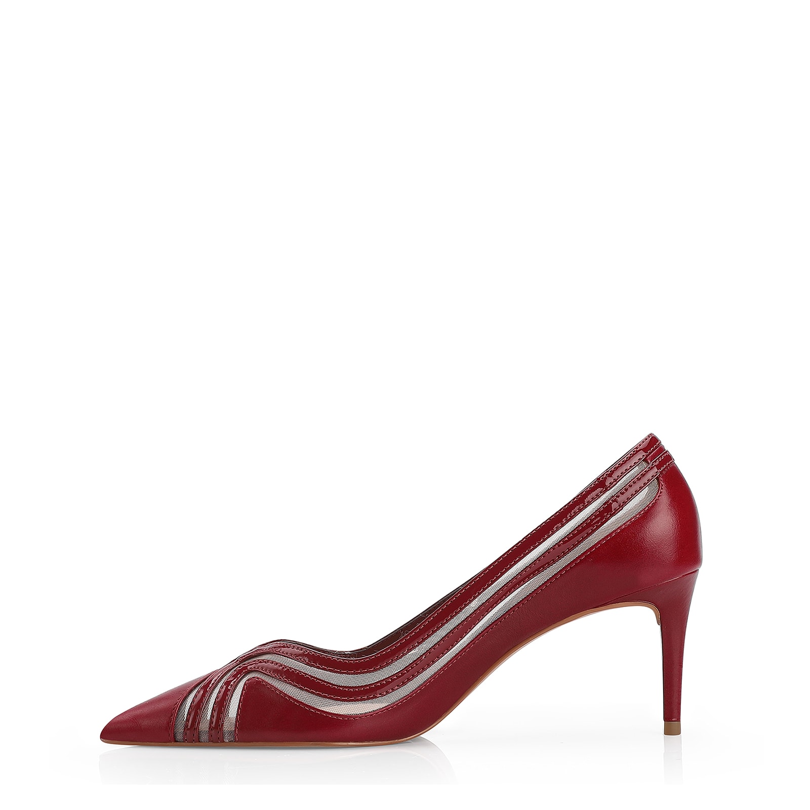 Scarpin Couro/Tela/Verniz Vermelho Cereja