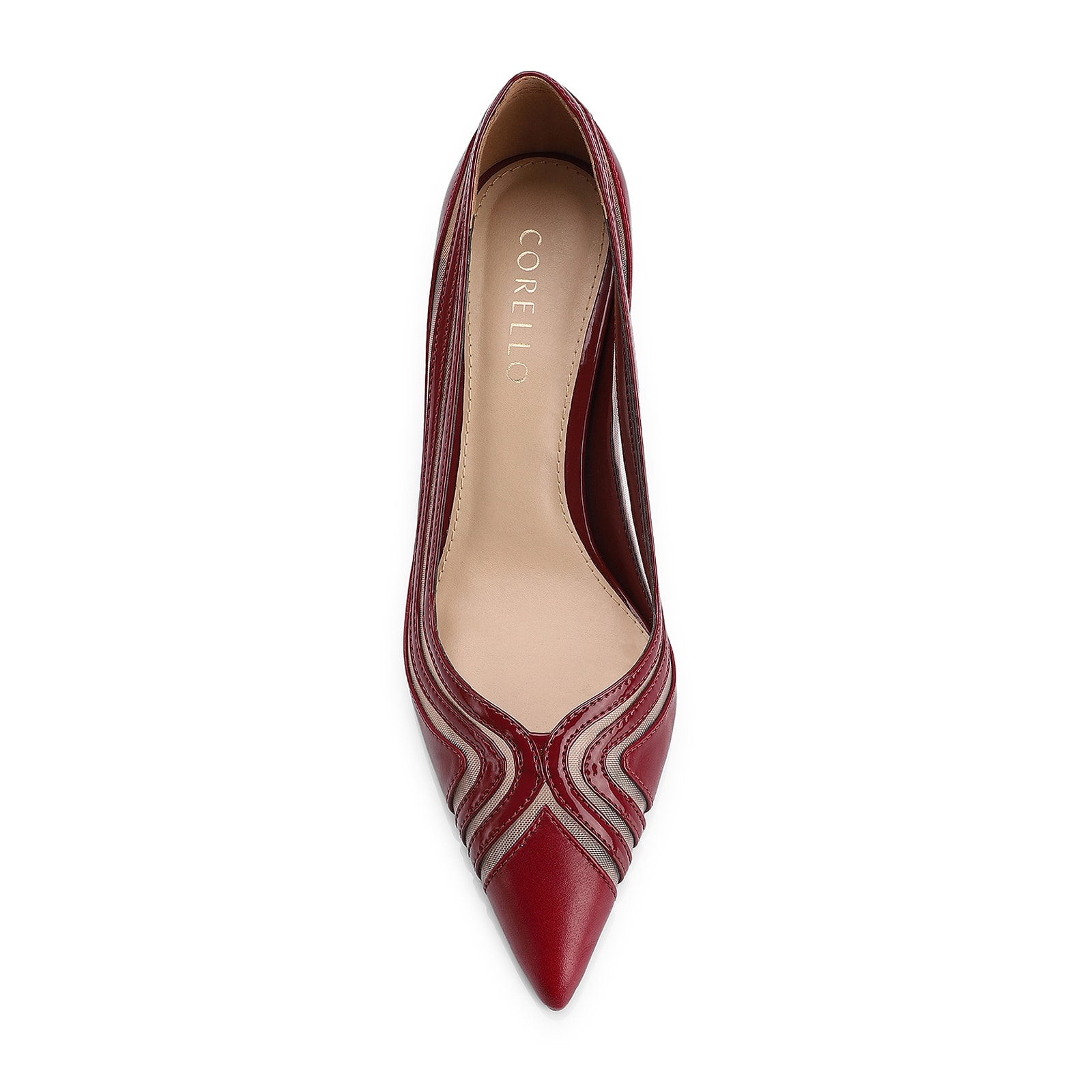 Scarpin Couro/Tela/Verniz Vermelho Cereja