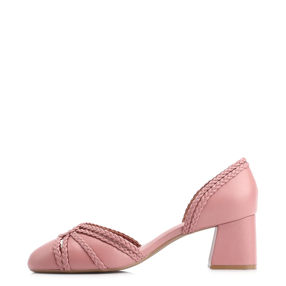 Scarpin Couro/Trançado Alt Rosa - imagem 4