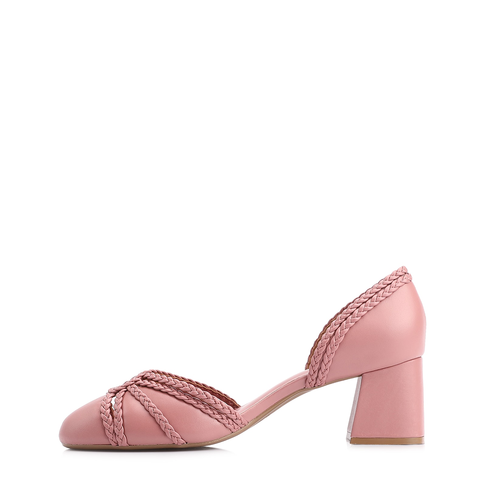 Scarpin Couro/Trançado Alt Rosa