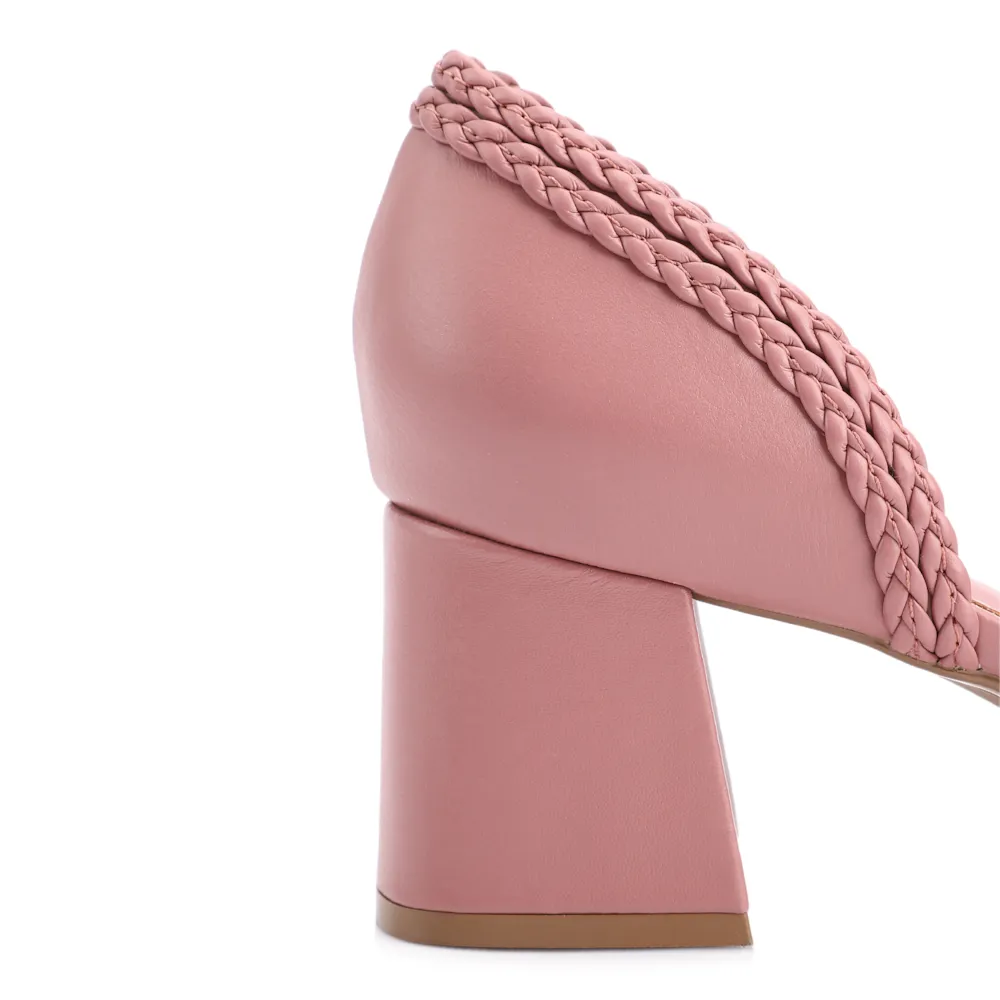 Scarpin Couro/Trançado Alt Rosa - imagem 7