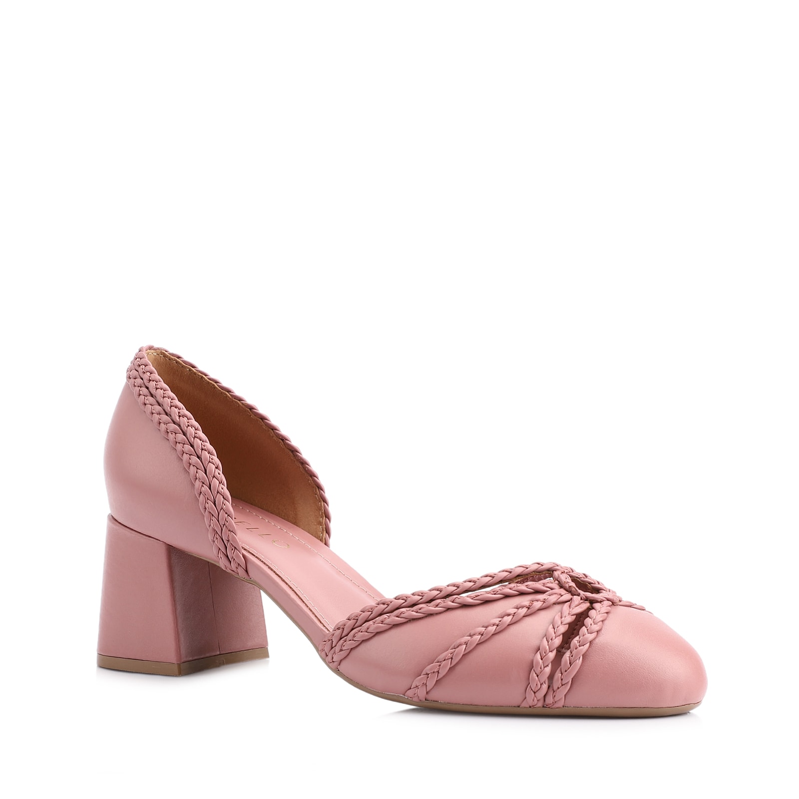 Scarpin Couro/Trançado Alt Rosa