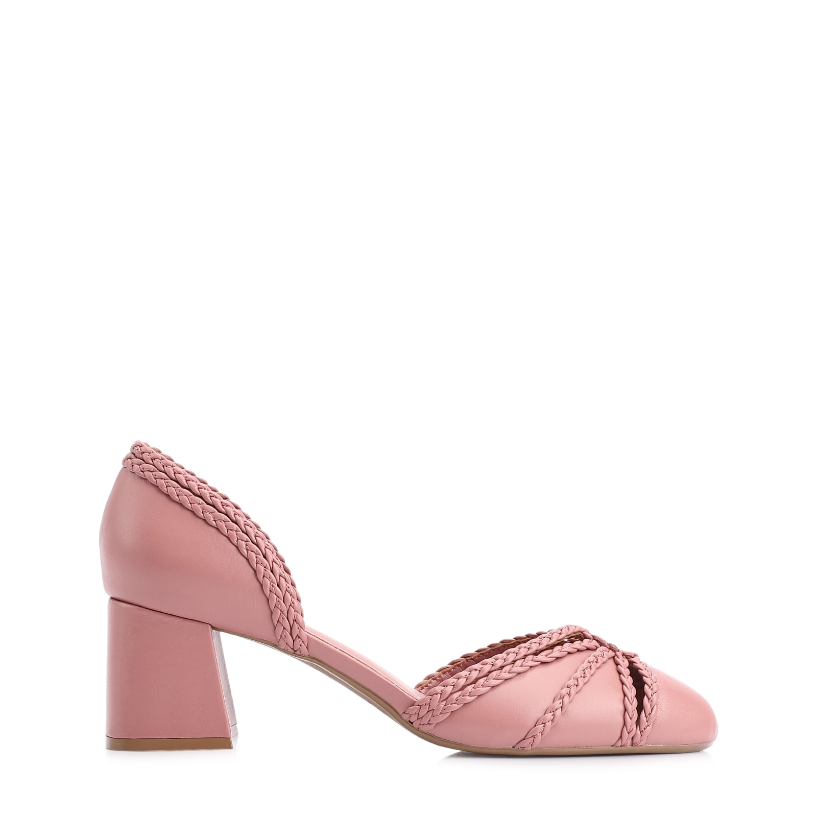 Scarpin Couro/Trançado Alt Rosa