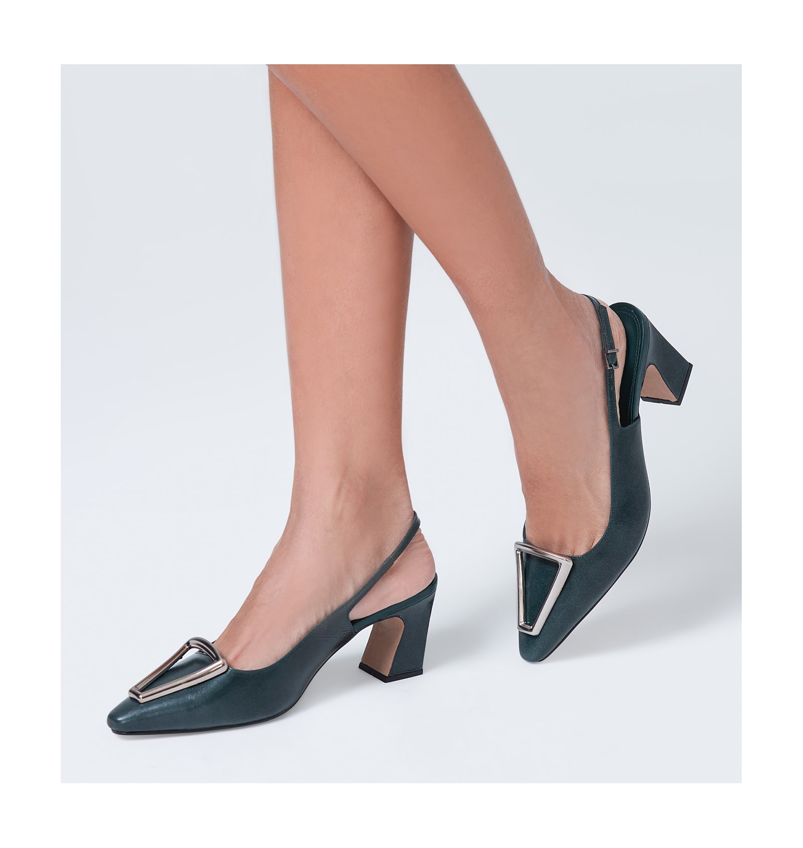 Scarpin Couro Verde