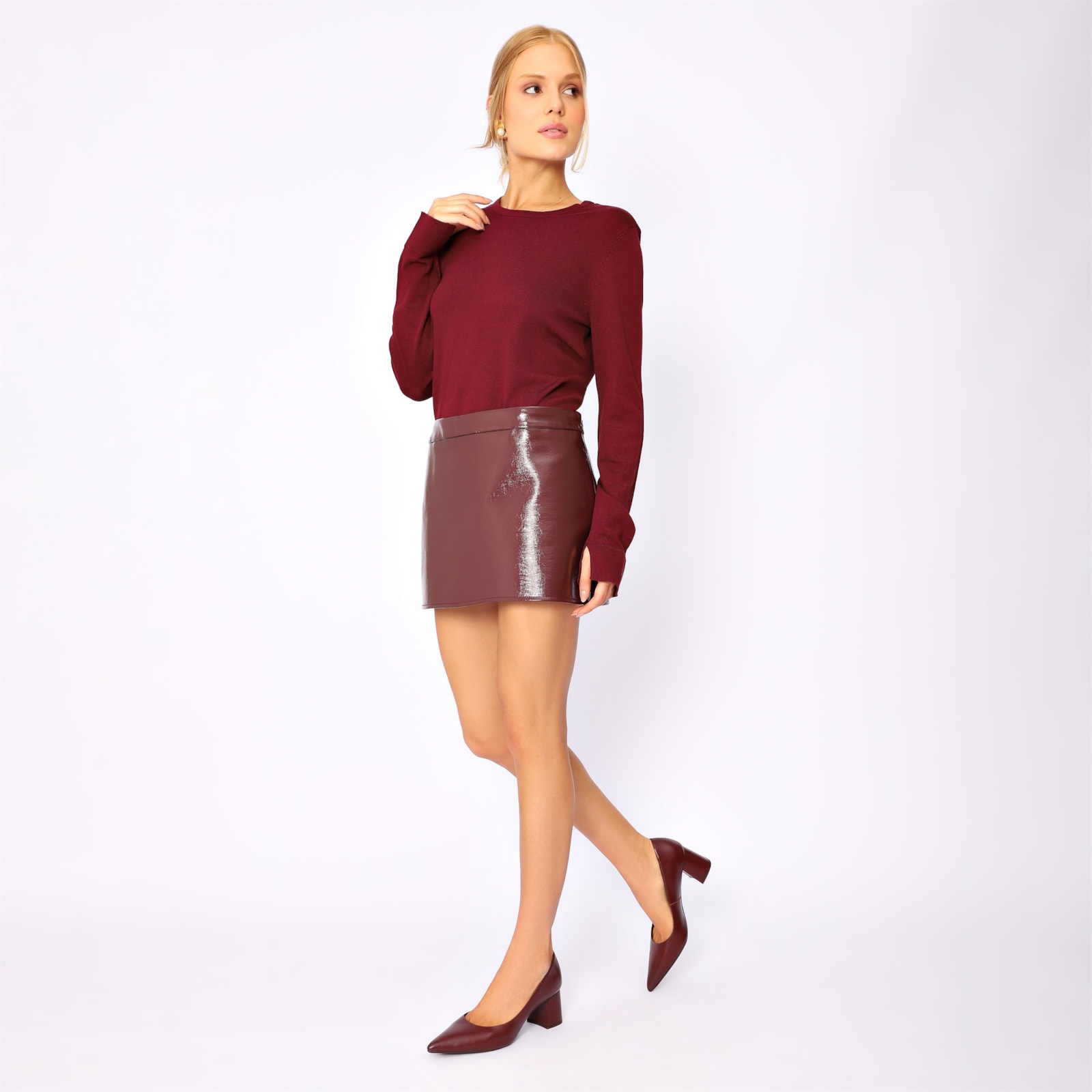 Scarpin Couro Vinho