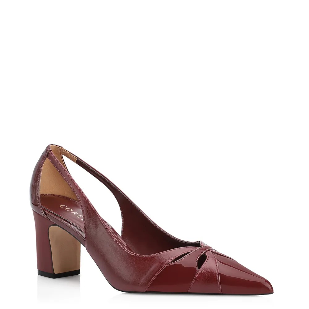 Scarpin Couro Vinho/Verniz Vinho