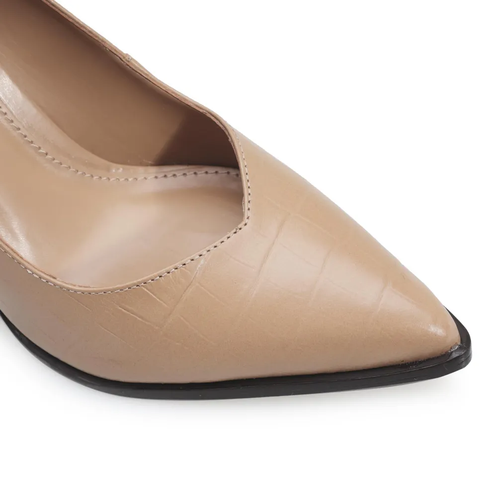 Scarpin Croco Couro Bege - imagem 7
