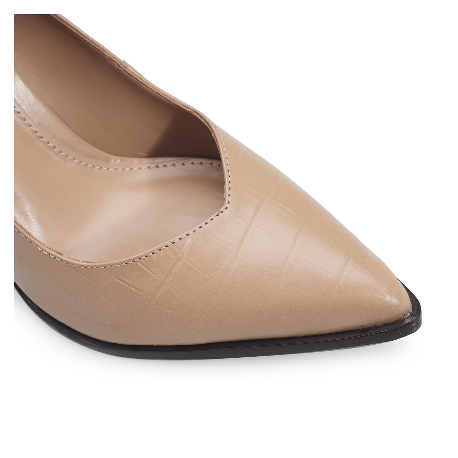 Scarpin Croco Couro Bege