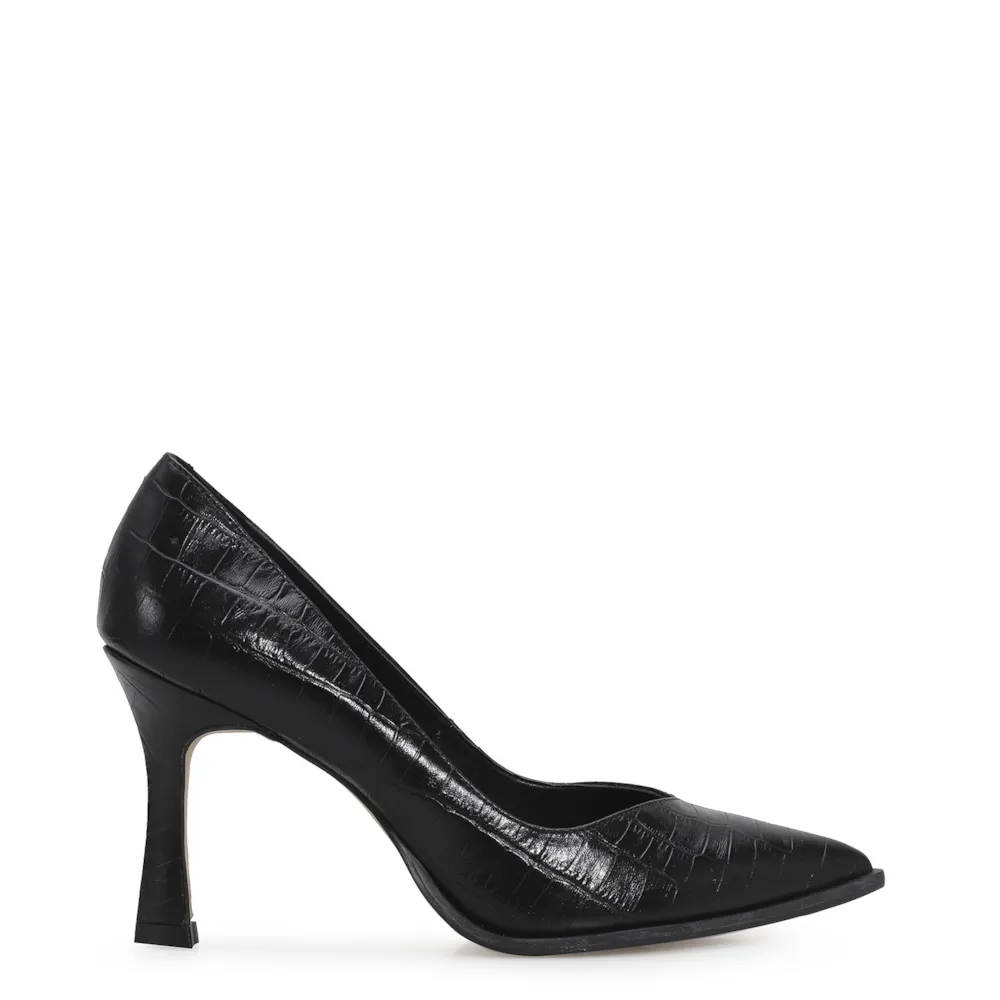 Scarpin Croco Couro Preto - imagem 3