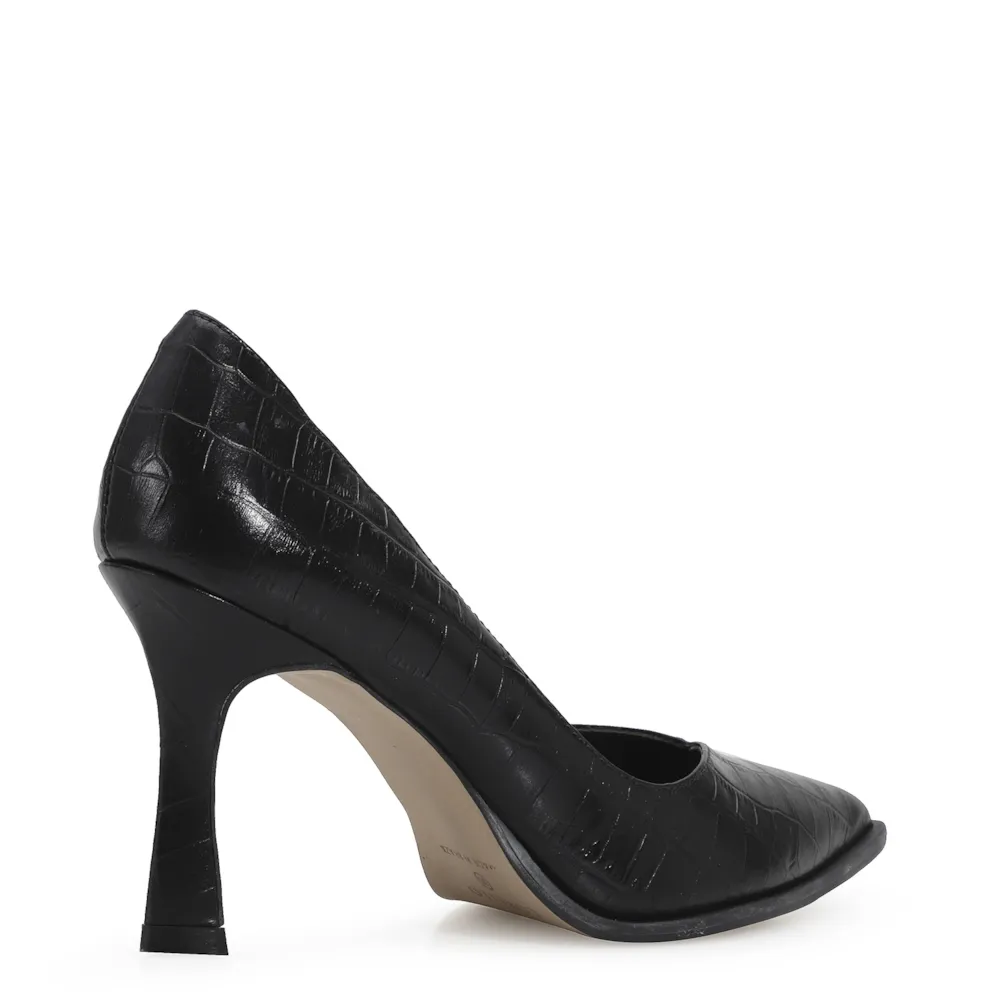Scarpin Croco Couro Preto - imagem 4