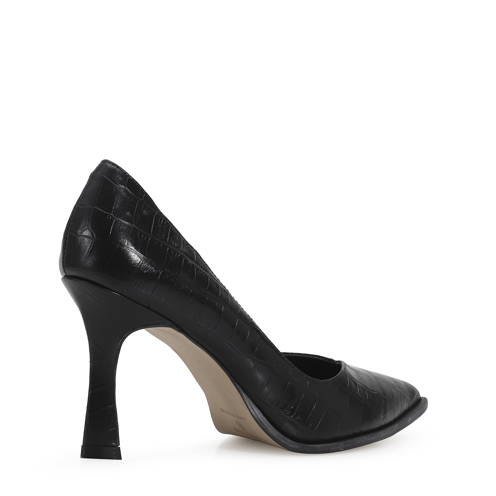 Scarpin Croco Couro Preto