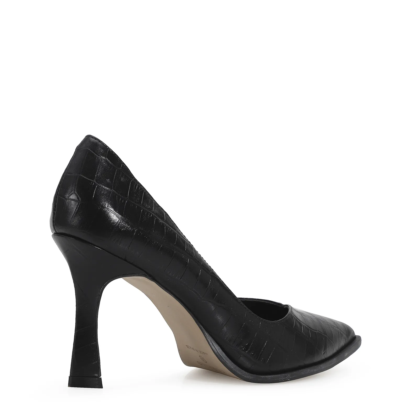 Scarpin Croco Couro Preto