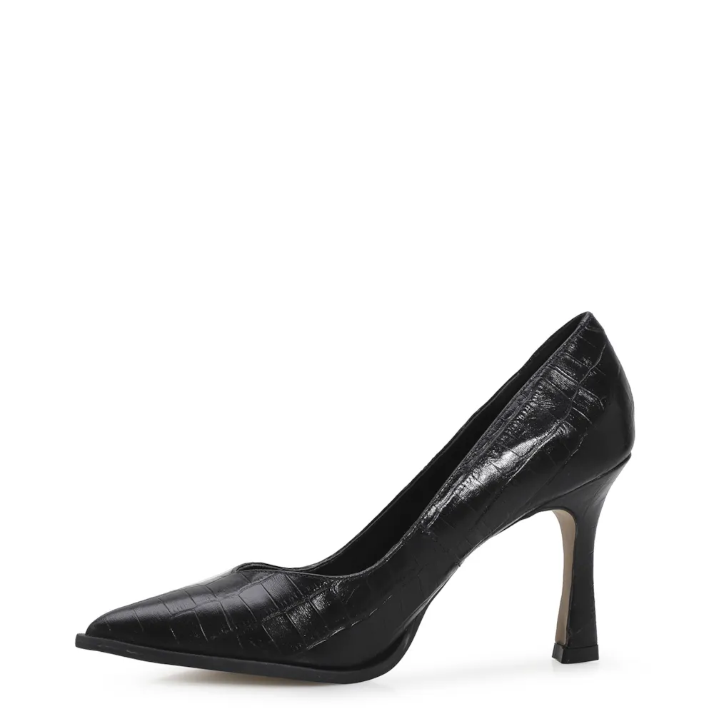 Scarpin Croco Couro Preto - imagem 5