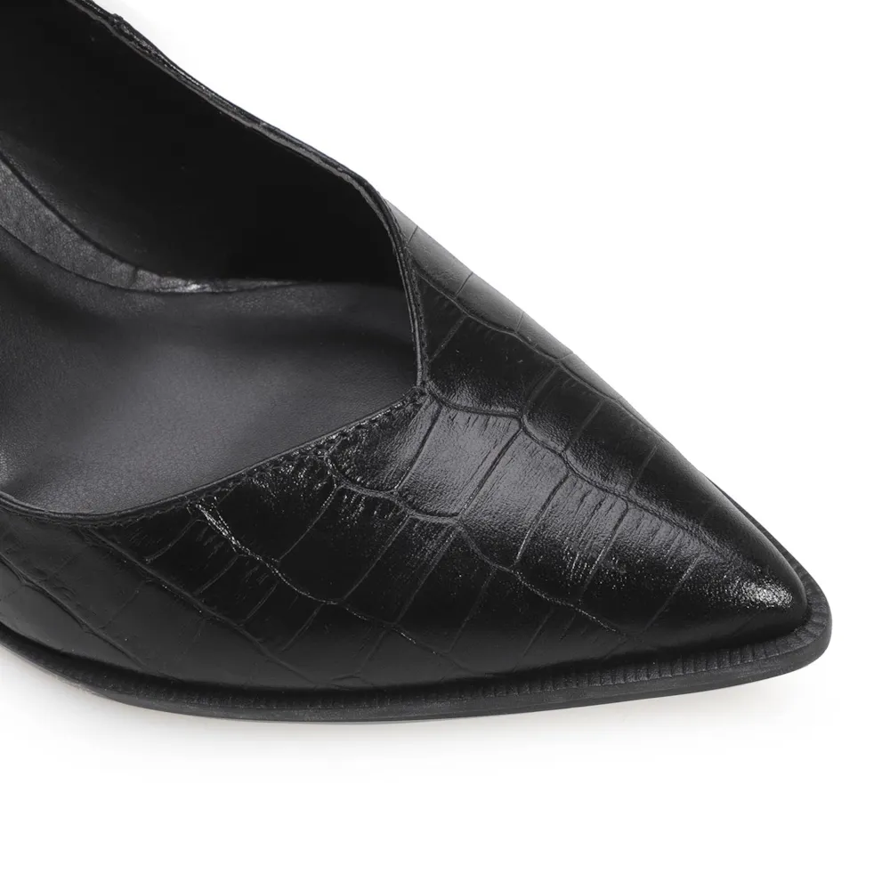 Scarpin Croco Couro Preto - imagem 7