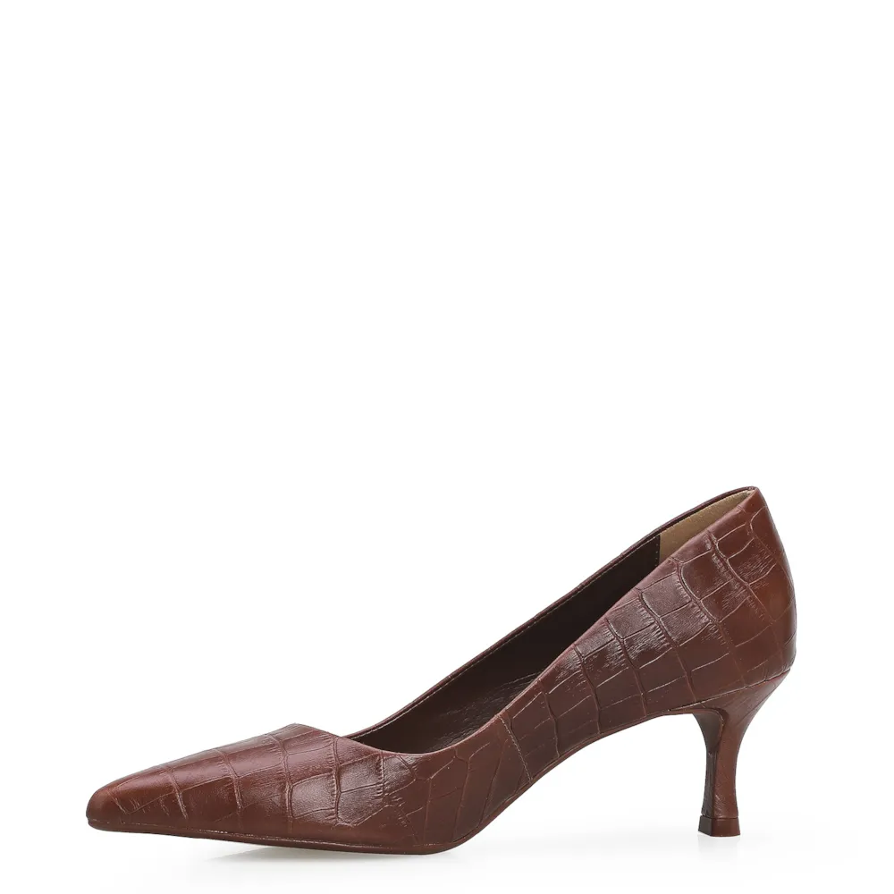 Scarpin Croco Marrom Escuro - imagem 4