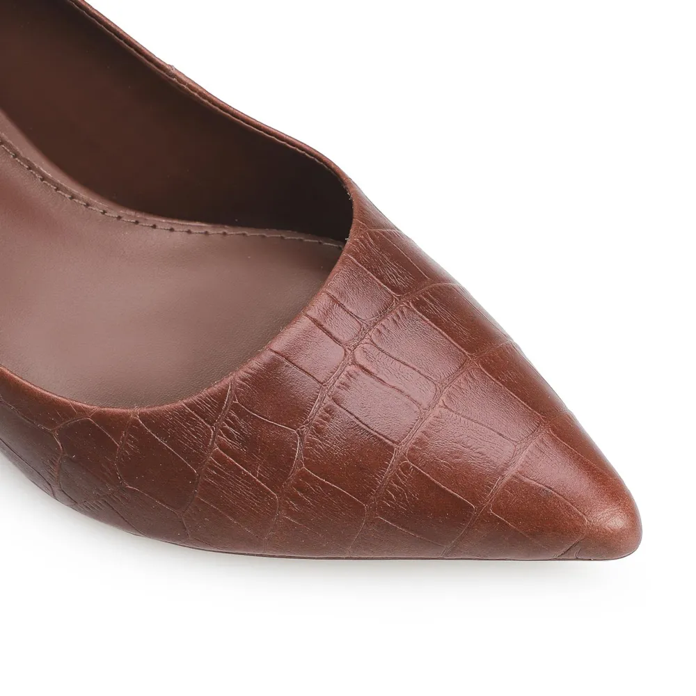 Scarpin Croco Marrom Escuro - imagem 6
