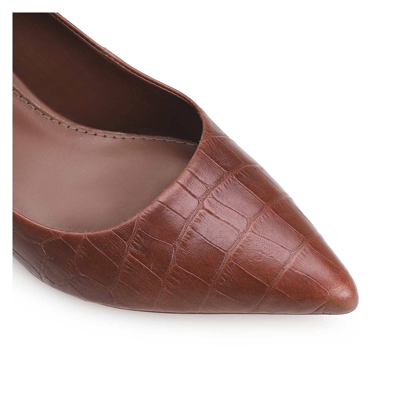 Scarpin Croco Marrom Escuro