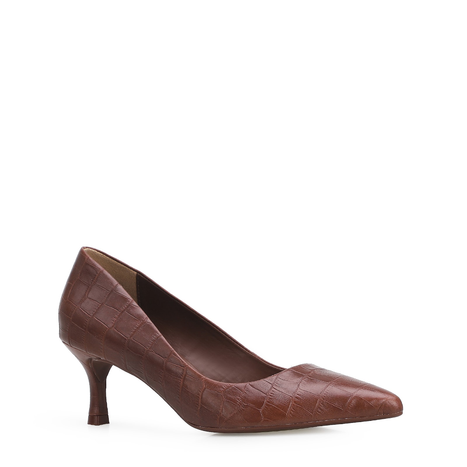 Scarpin Croco Marrom Escuro