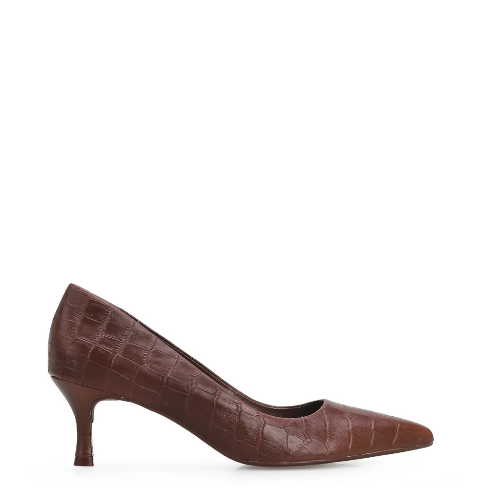 Scarpin Croco Marrom Escuro - imagem 2