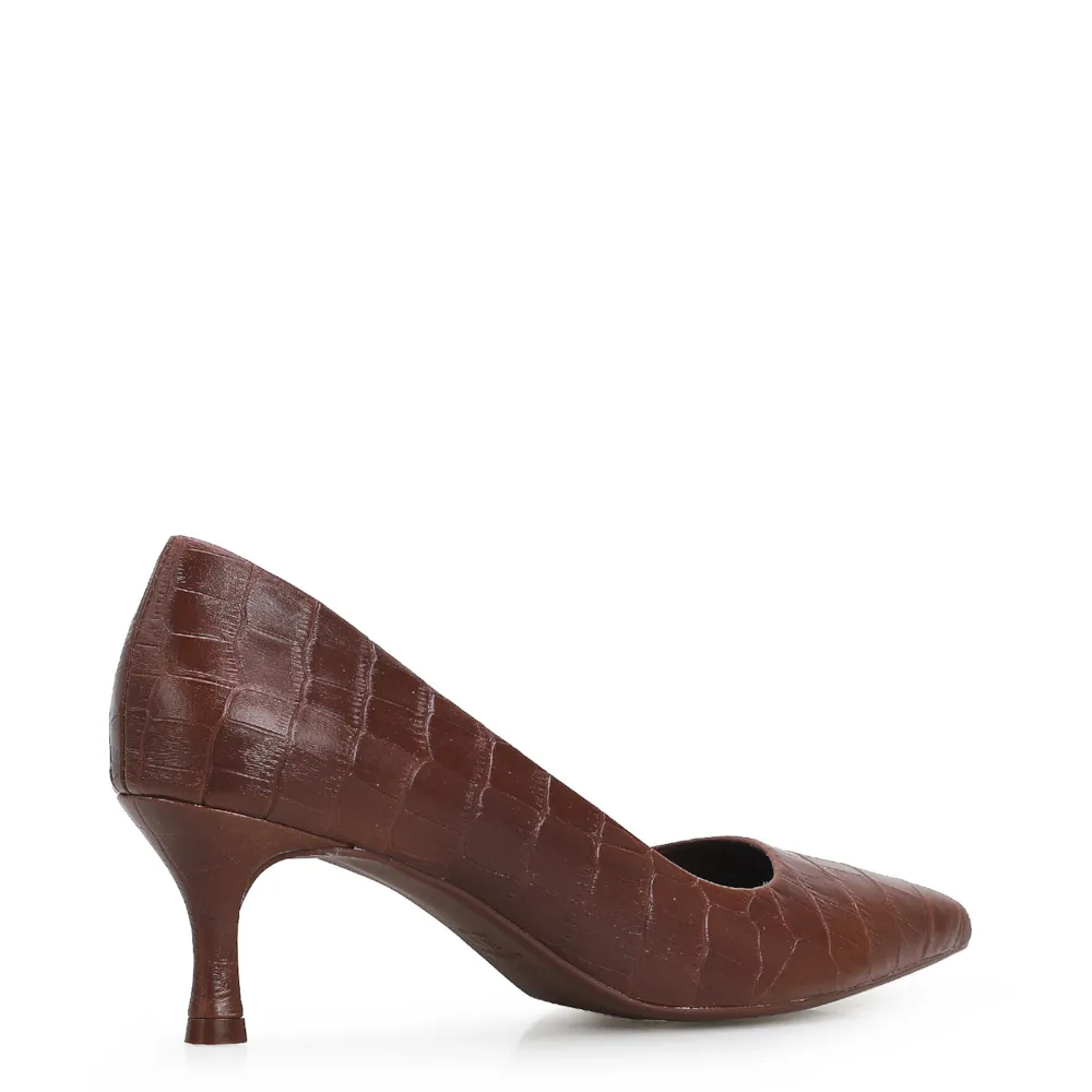 Scarpin Croco Marrom Escuro - imagem 3