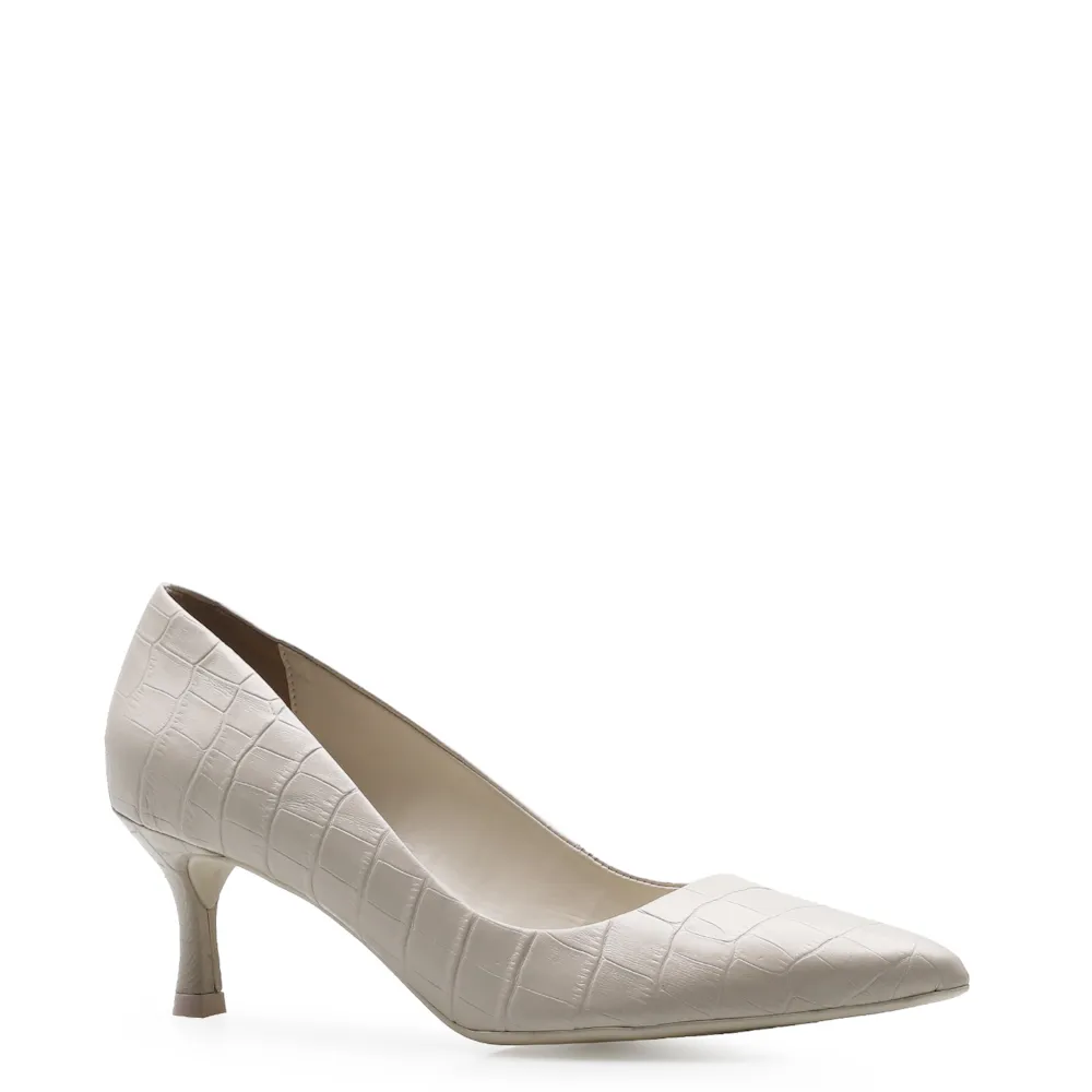 Scarpin Croco Off White