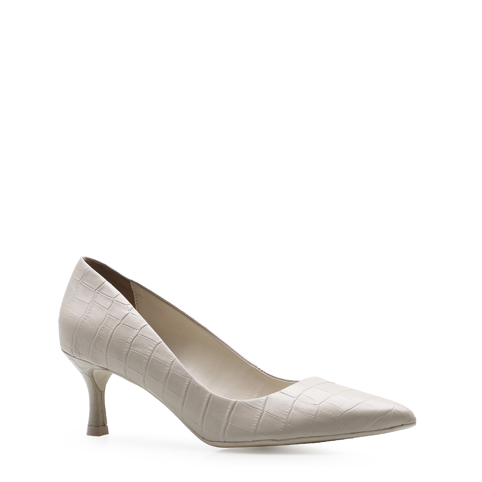 Scarpin Croco Off White