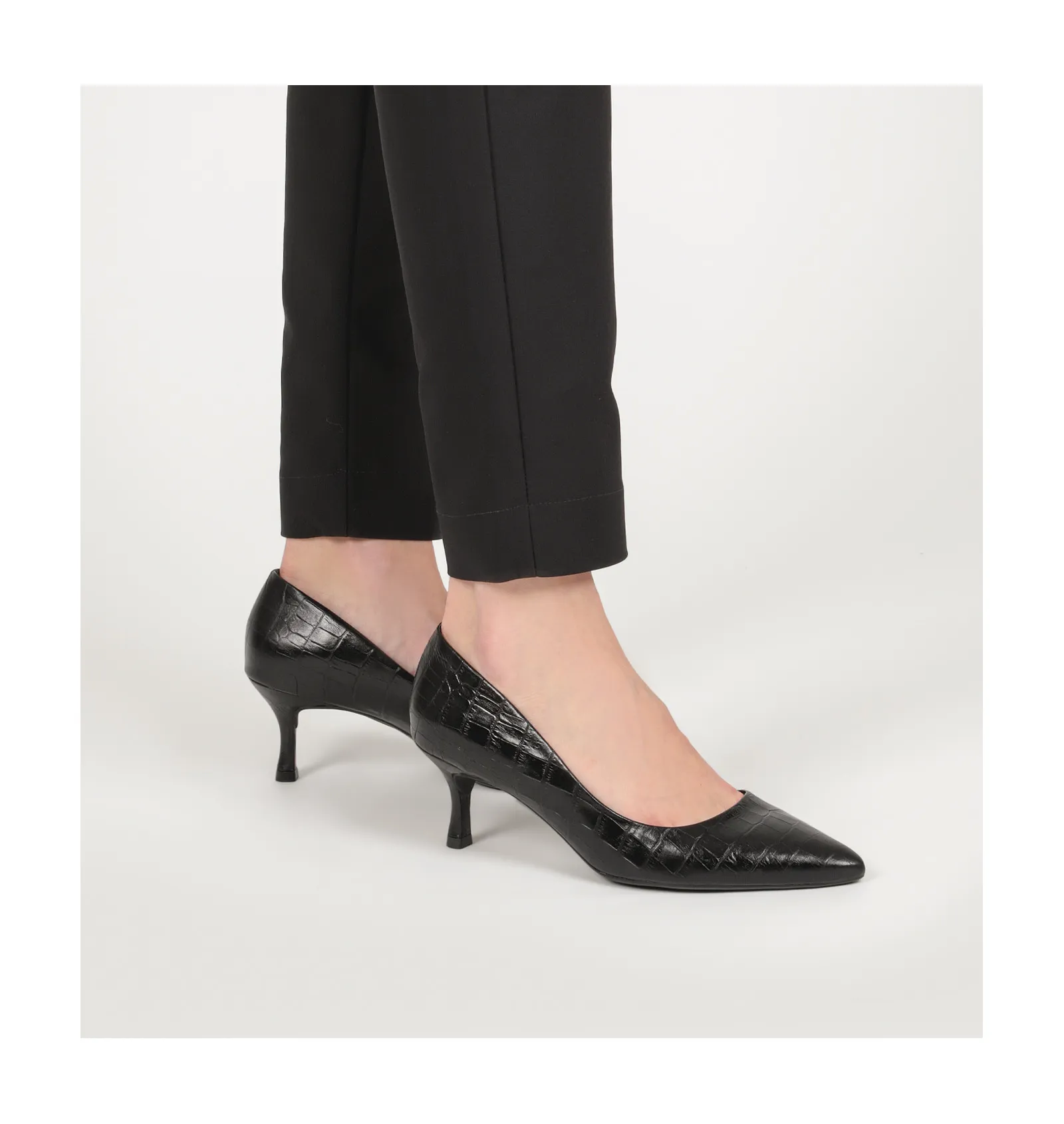 Scarpin Croco Preto