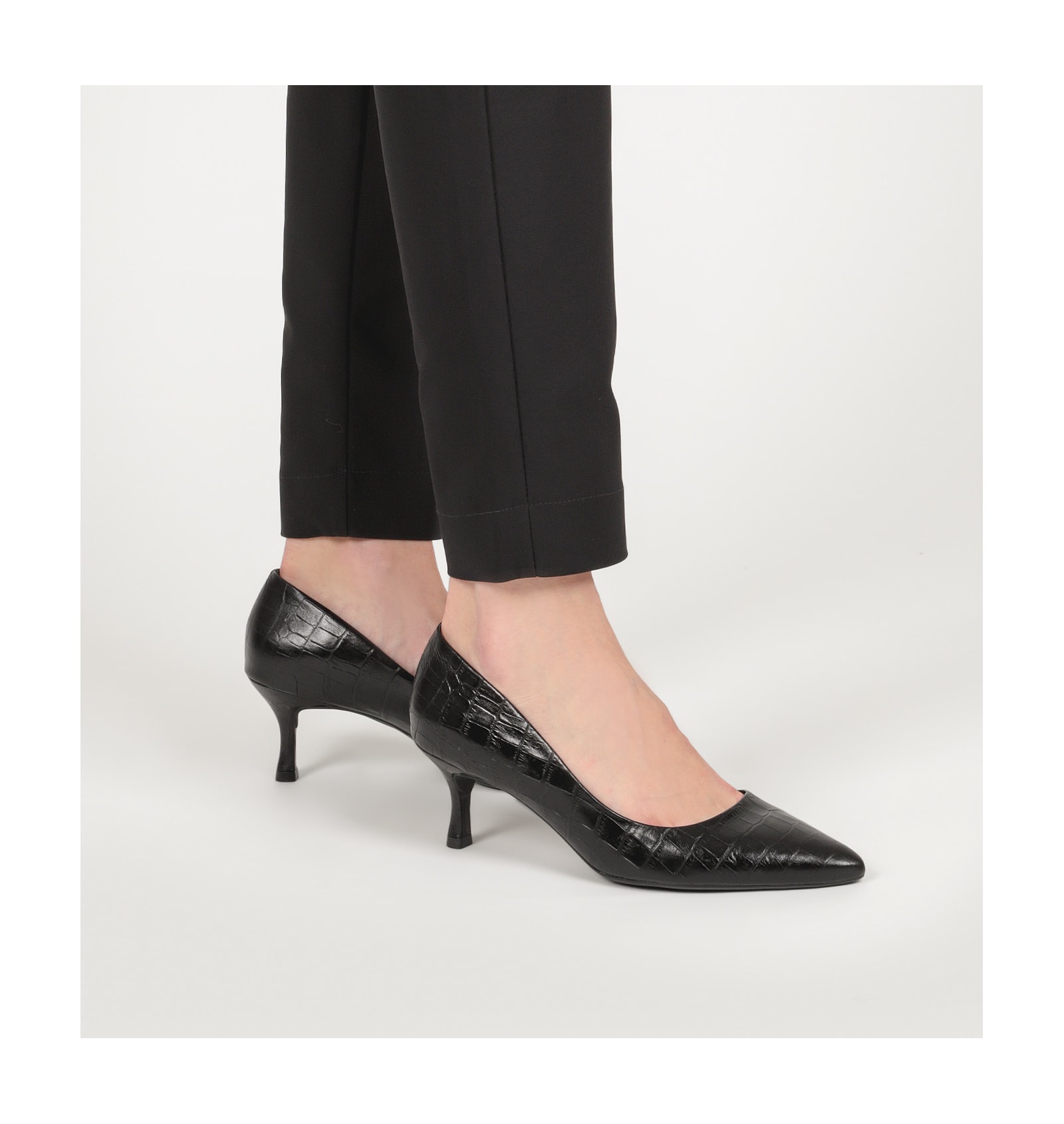 Scarpin Croco Preto