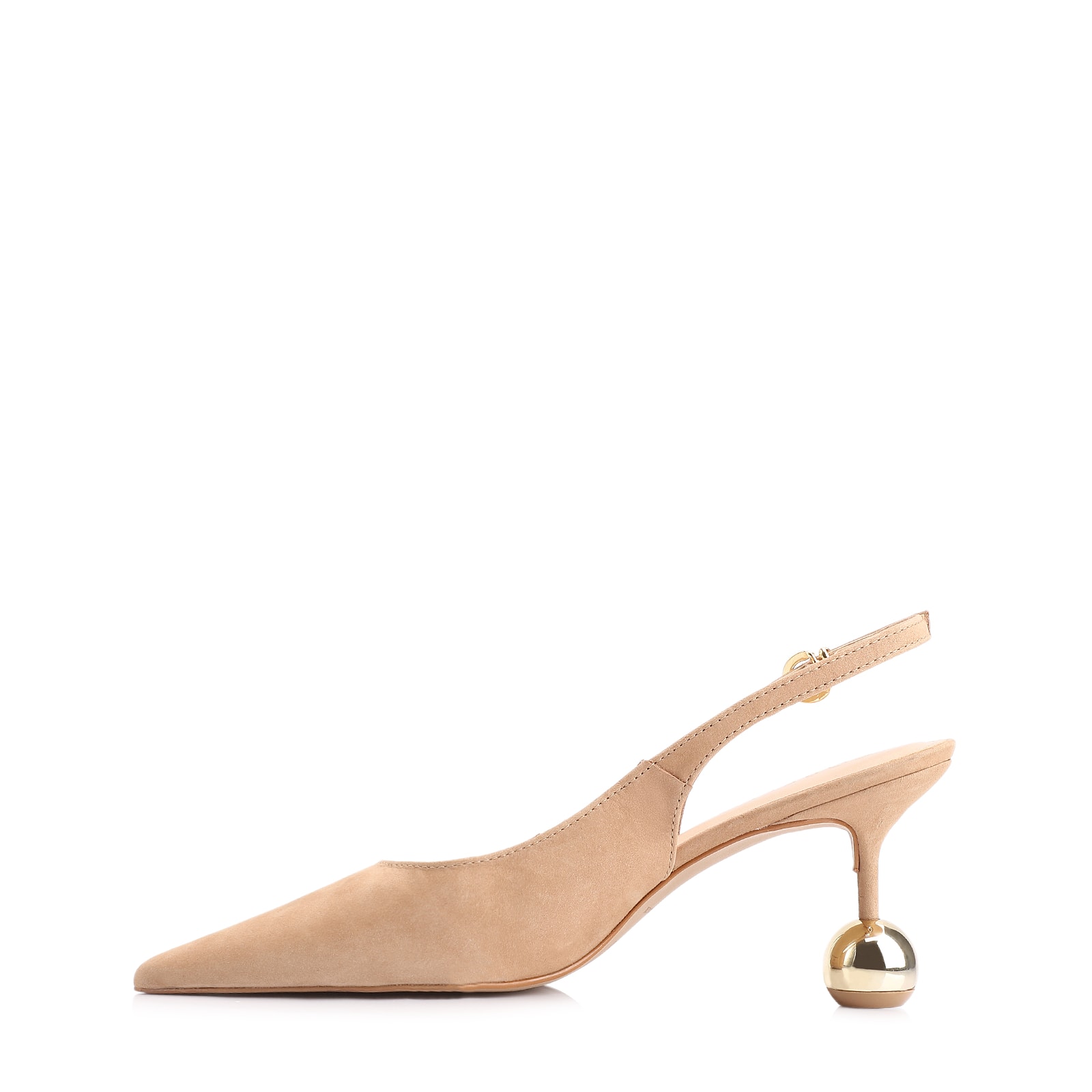 Scarpin Esfera Couro Nobuck Bege