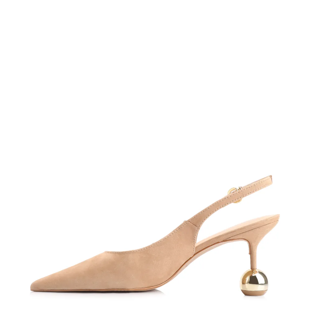 Scarpin Esfera Couro Nobuck Bege - imagem 4