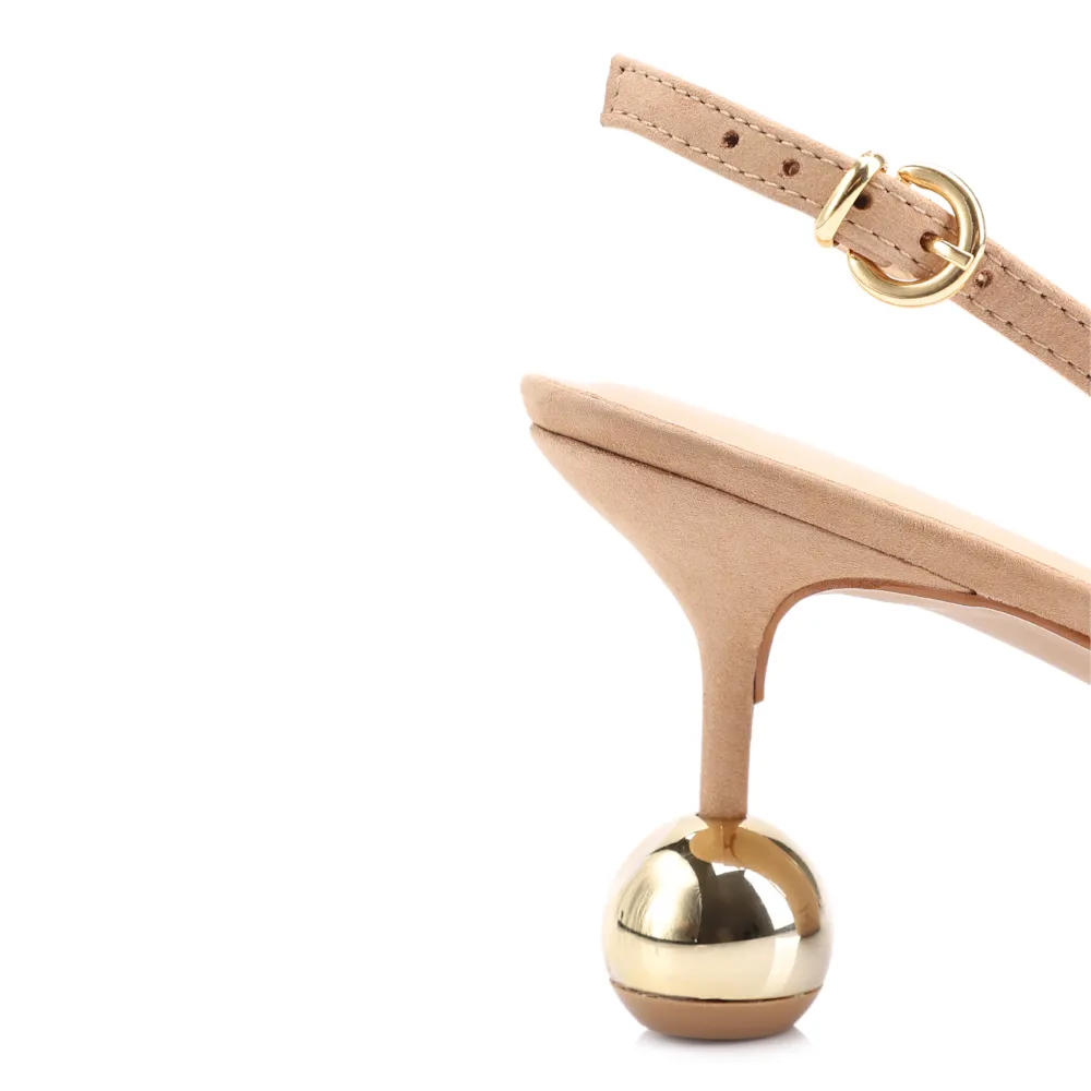 Scarpin Esfera Couro Nobuck Bege - imagem 7