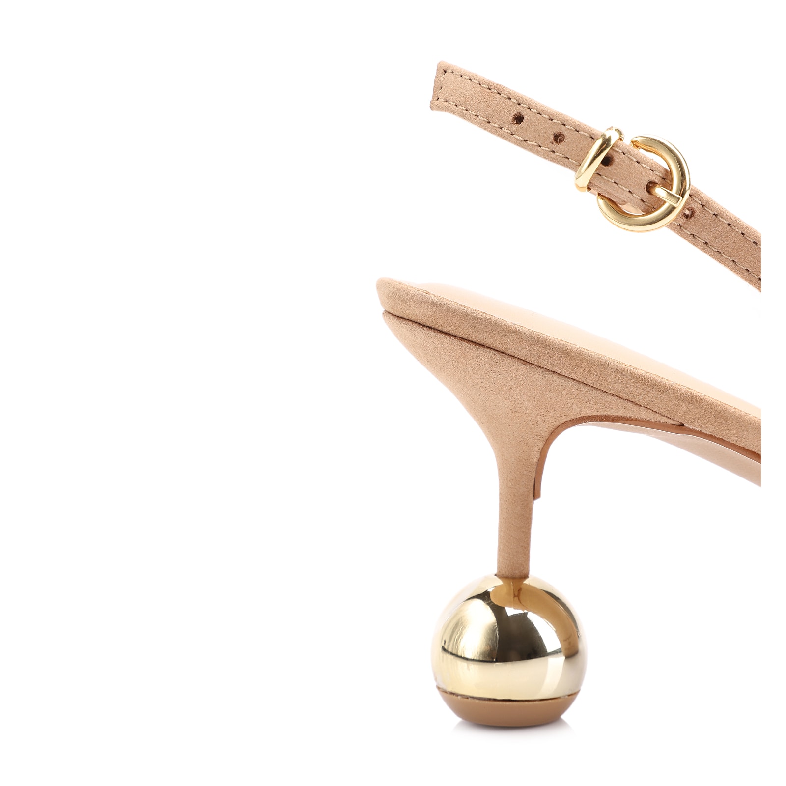Scarpin Esfera Couro Nobuck Bege