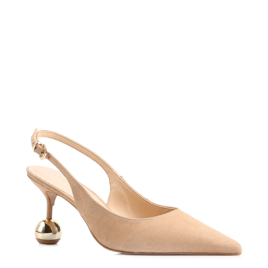 Scarpin Esfera Couro Nobuck Bege