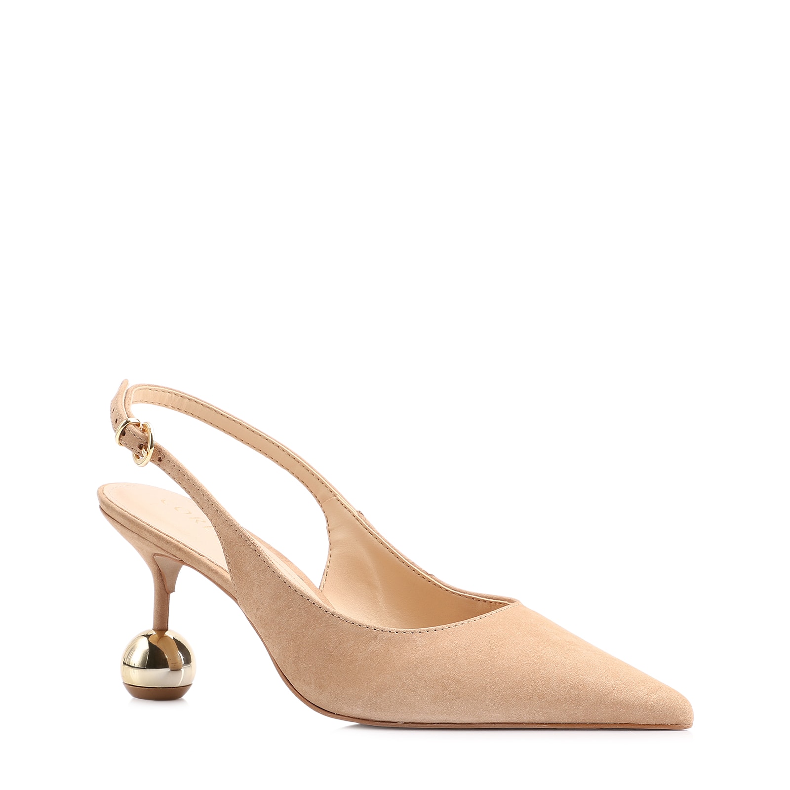 Scarpin Esfera Couro Nobuck Bege