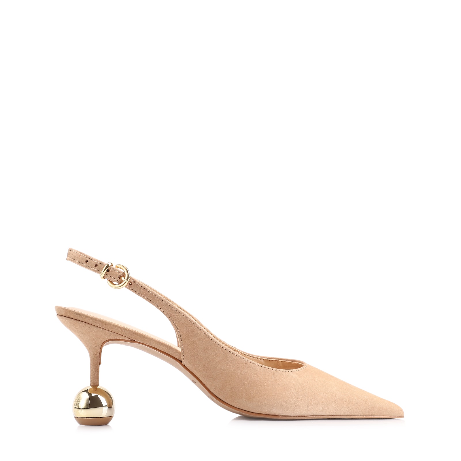 Scarpin Esfera Couro Nobuck Bege