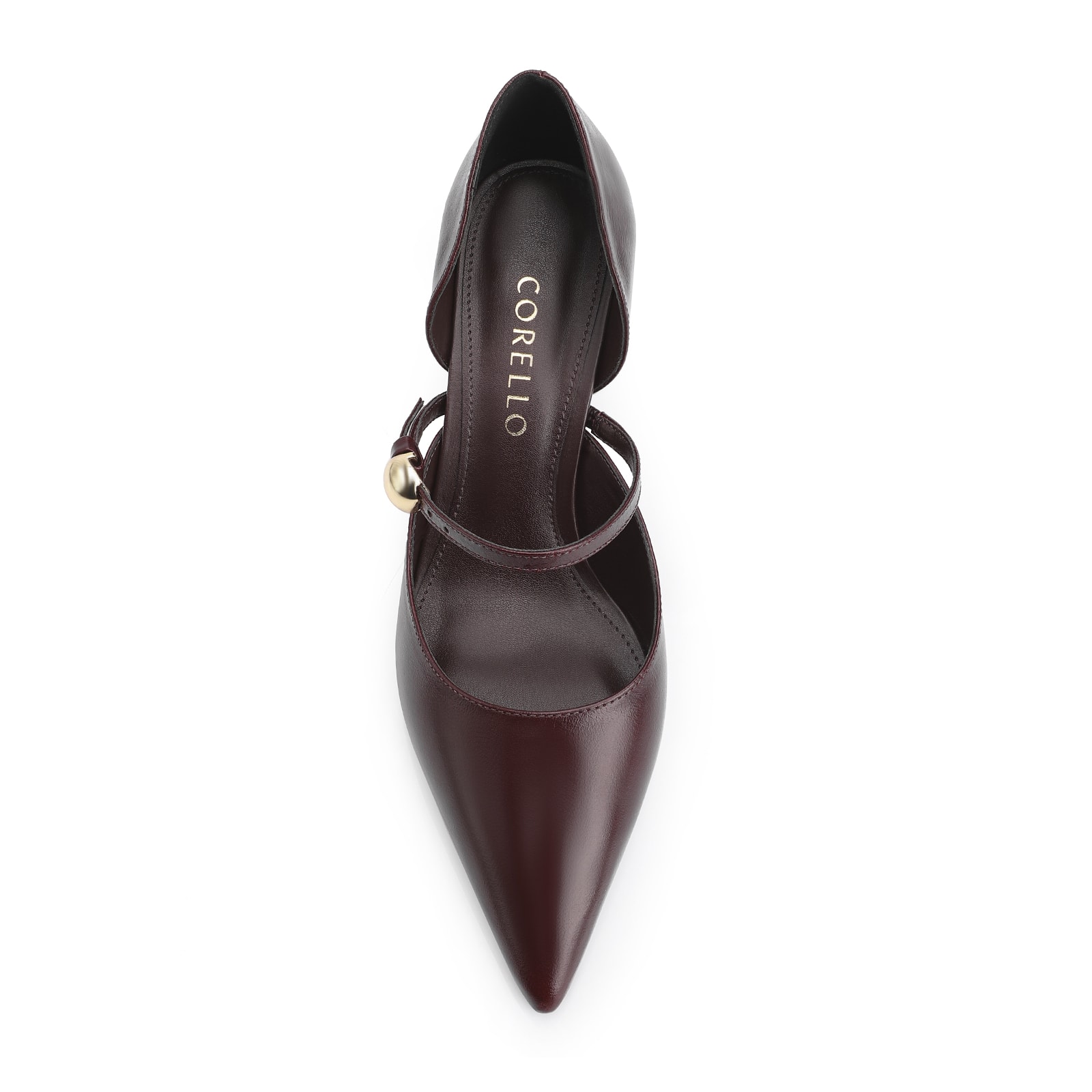 Scarpin Esfera Couro Vinho Escuro