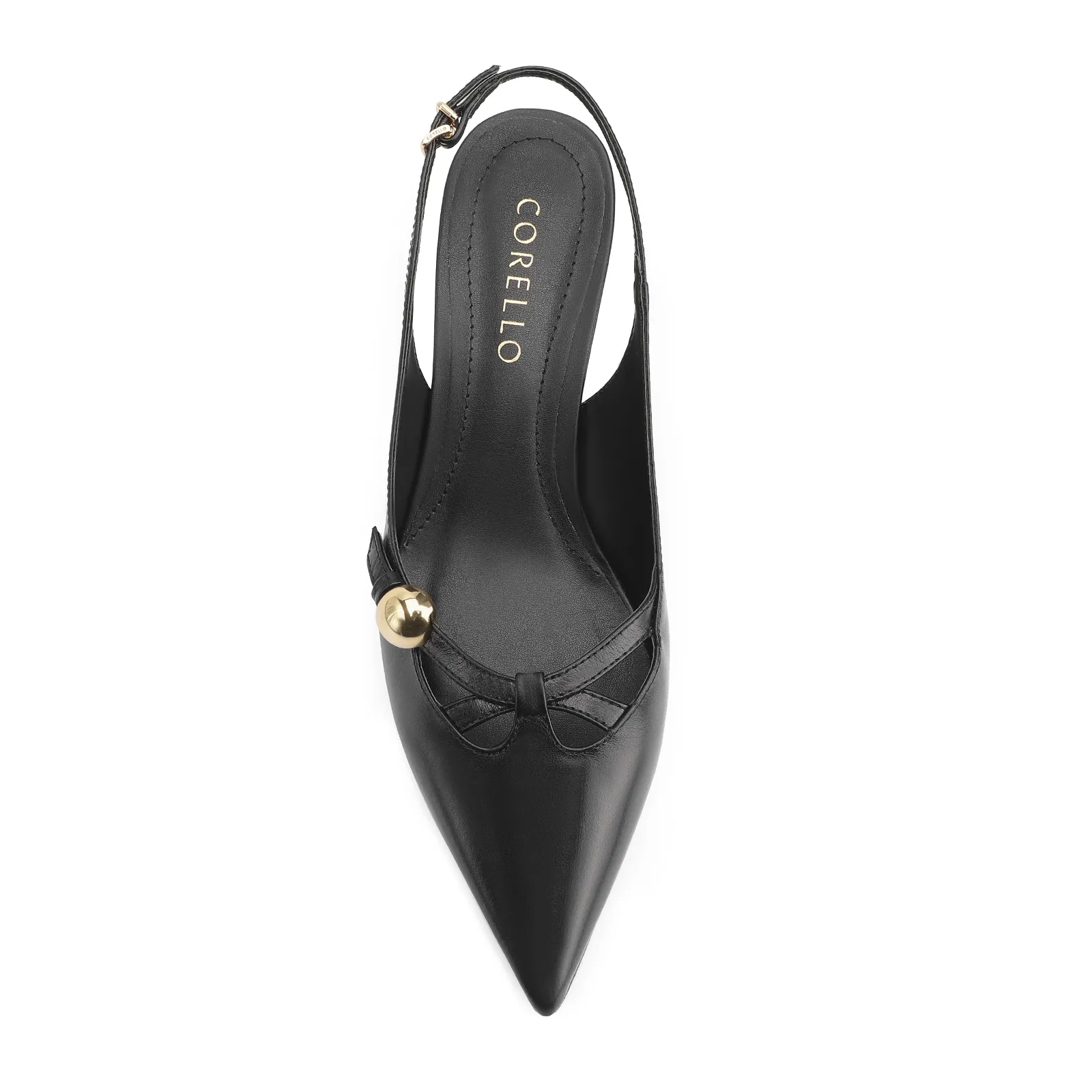 Scarpin Esferas Couro Preto
