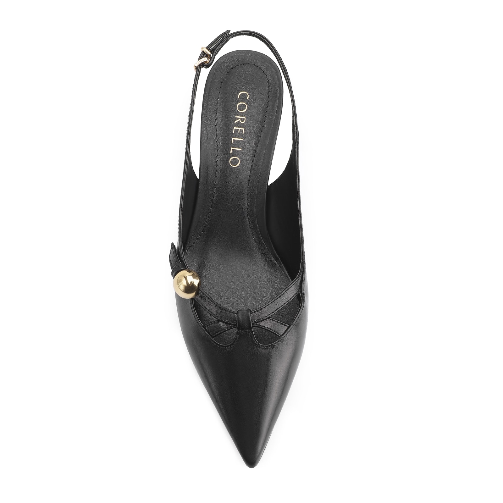 Scarpin Esferas Couro Preto