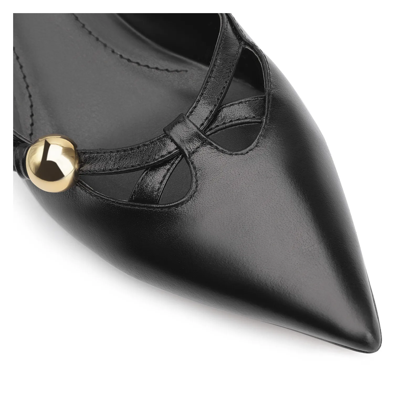 Scarpin Esferas Couro Preto