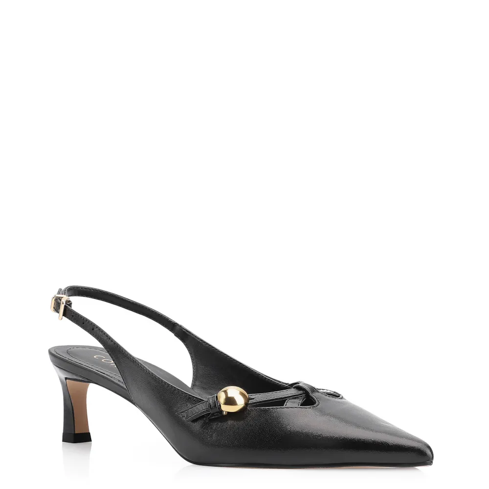Scarpin Esferas Couro Preto