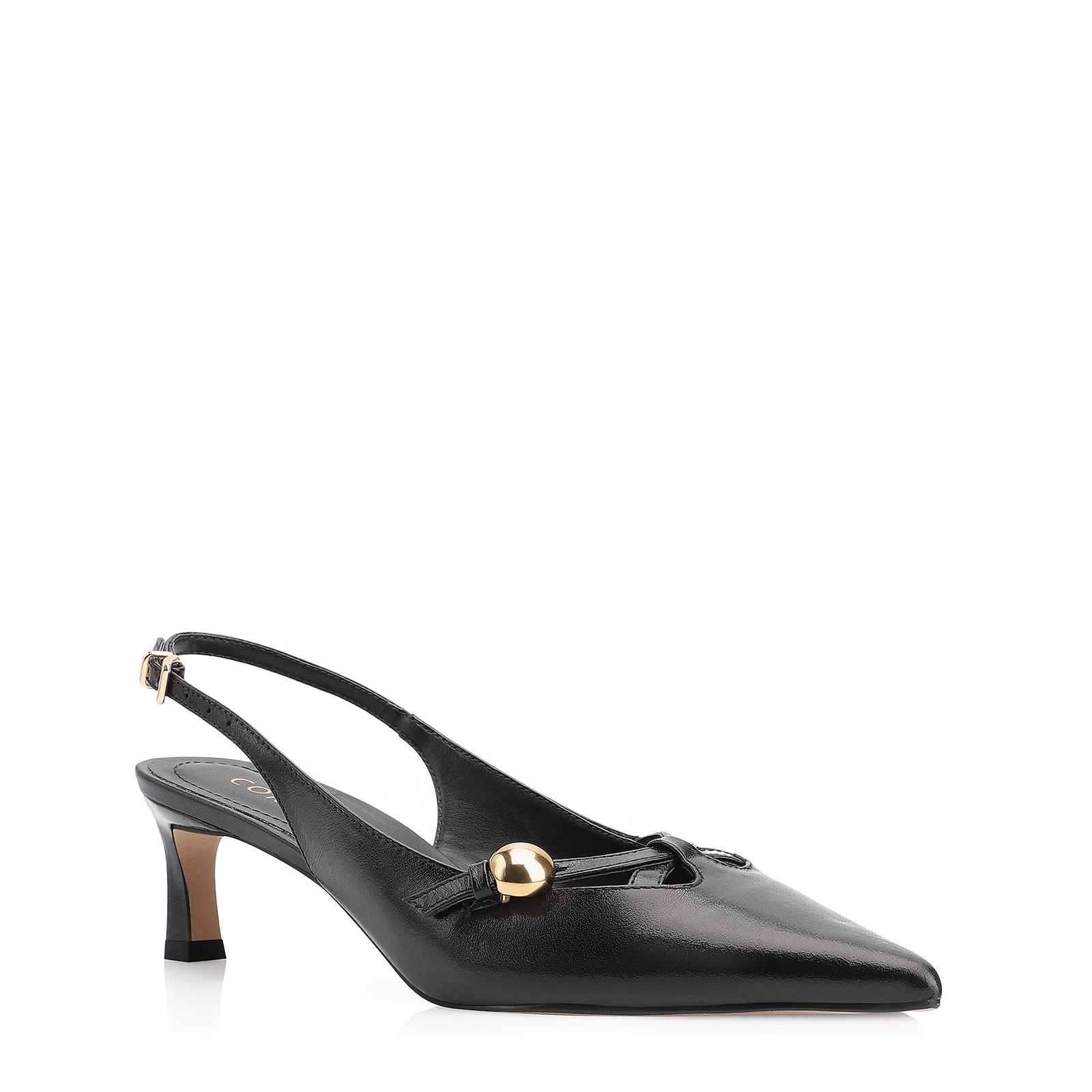 Scarpin Esferas Couro Preto