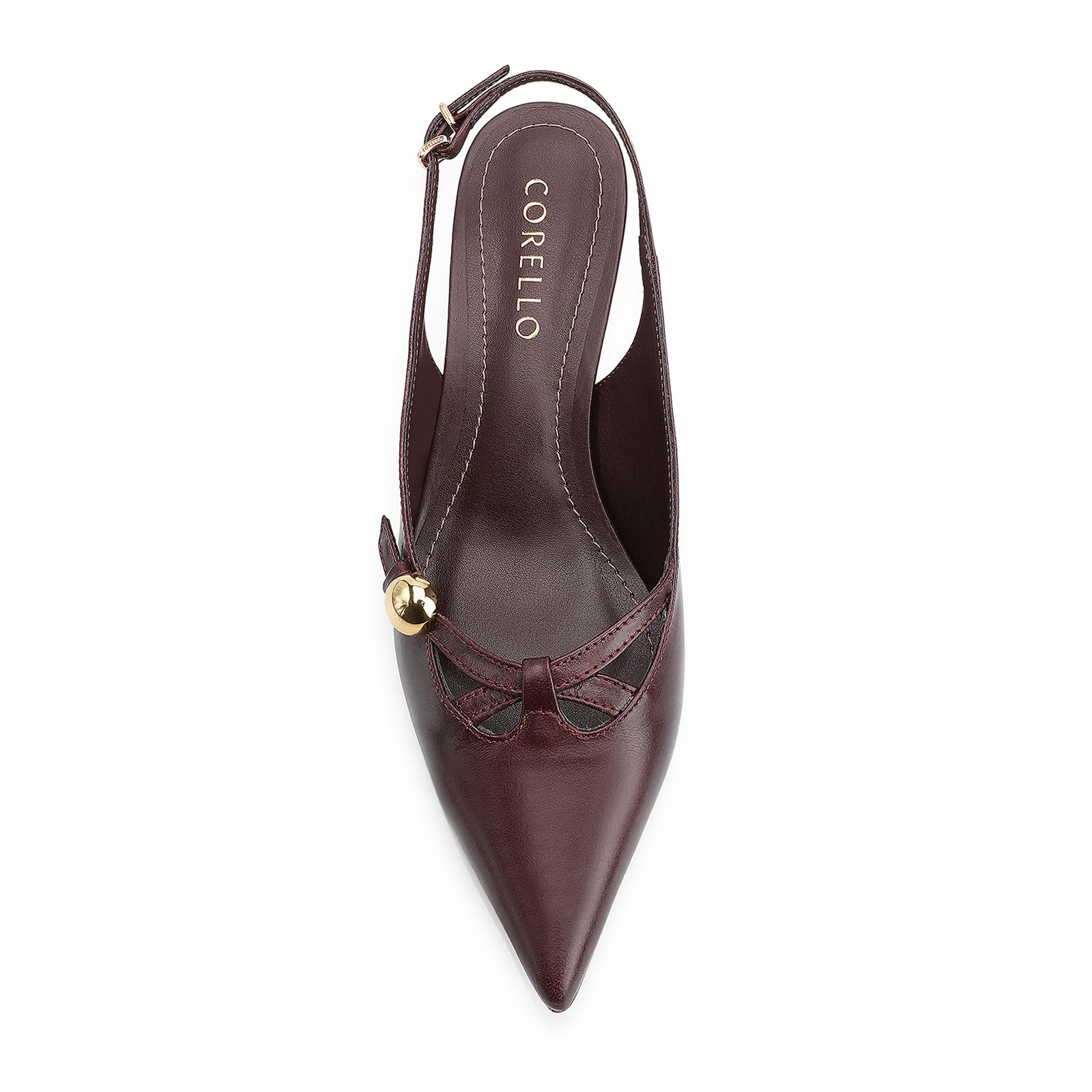 Scarpin Esferas Couro Vinho Escuro