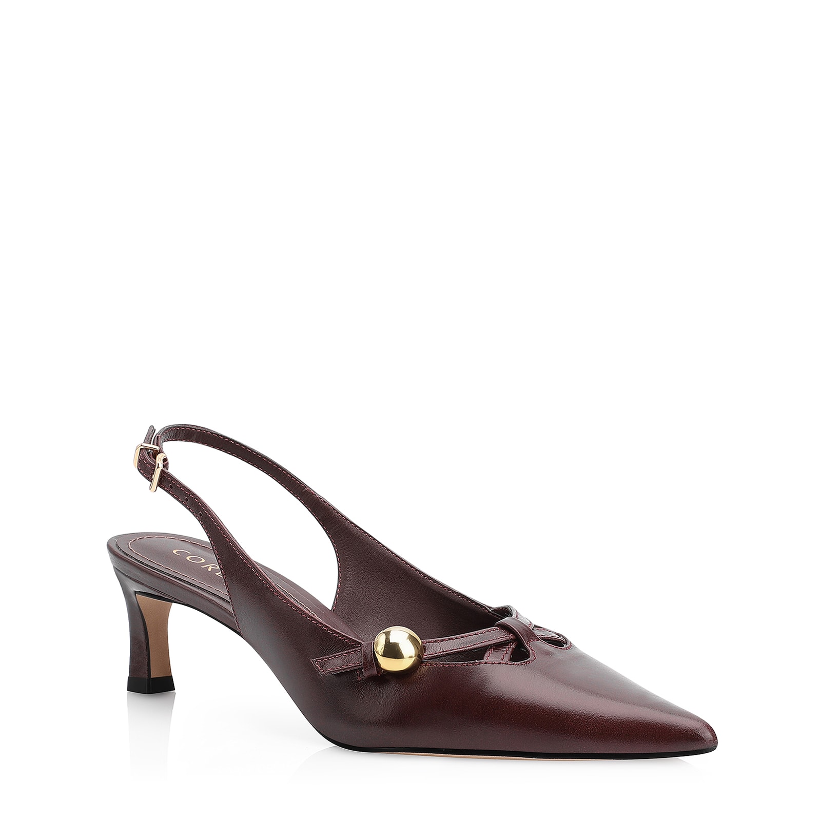 Scarpin Esferas Couro Vinho Escuro