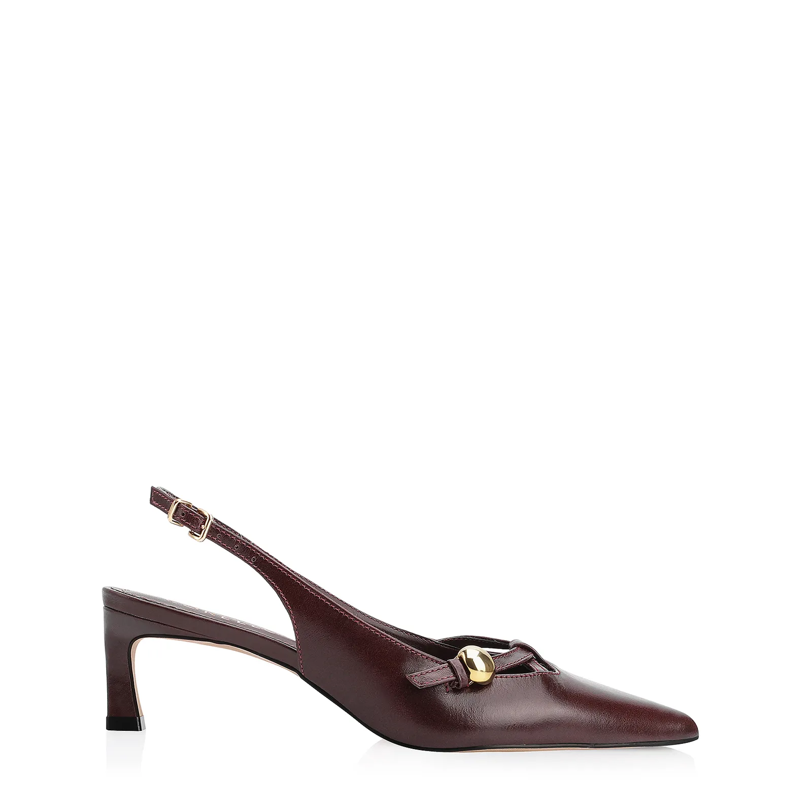 Scarpin Esferas Couro Vinho Escuro