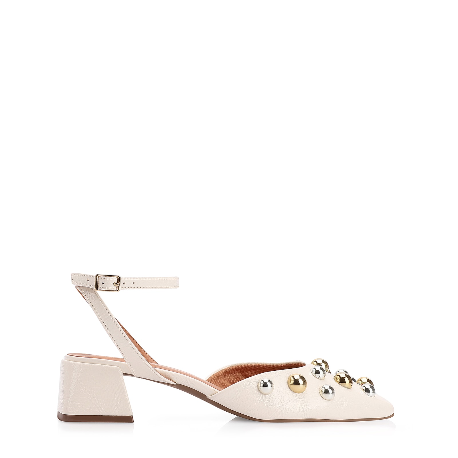 Scarpin Esferas Verniz Off White