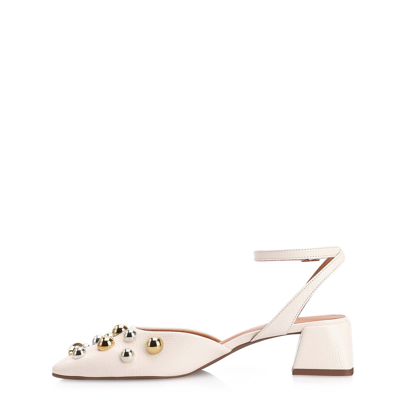 Scarpin Esferas Verniz Off White