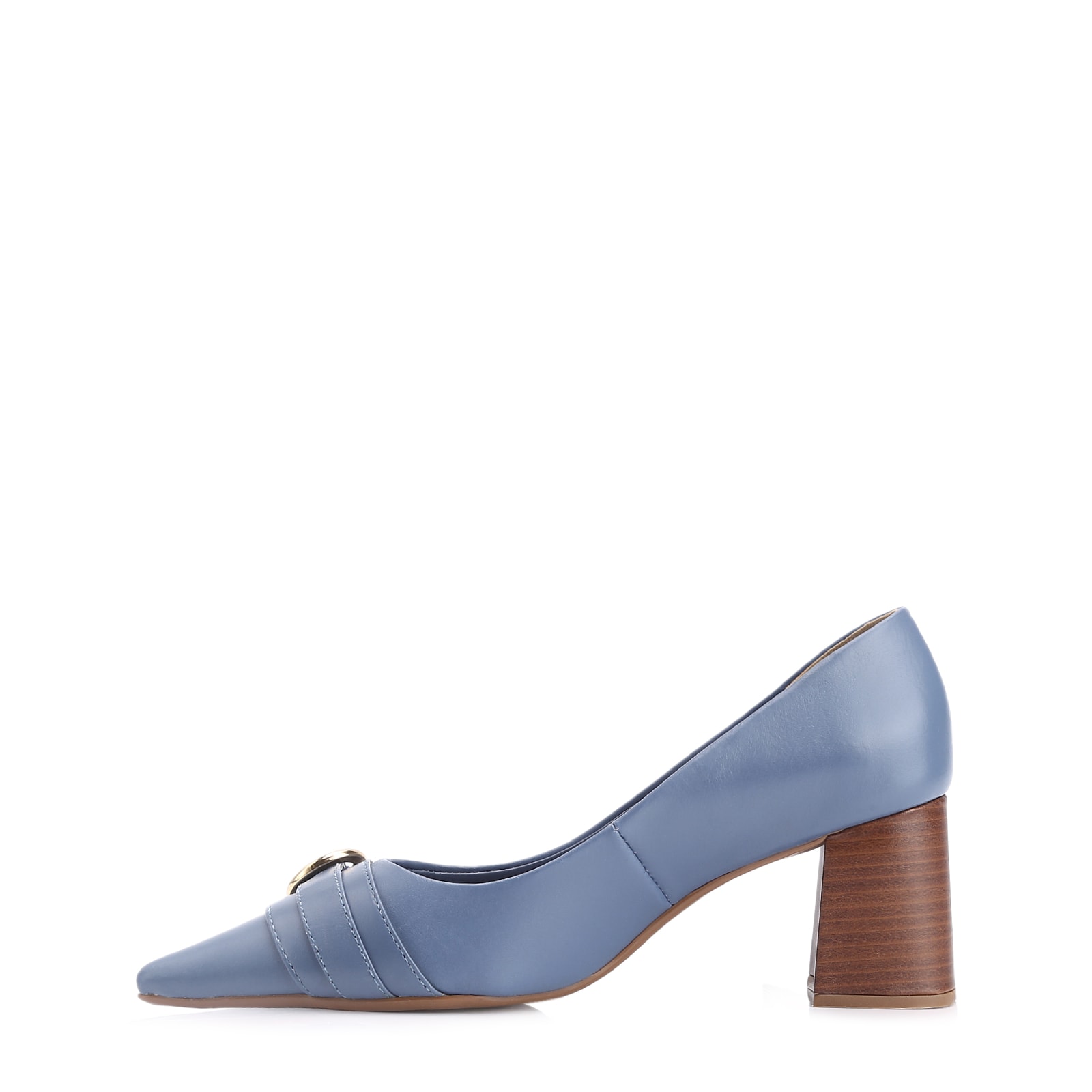 Scarpin Fivela Couro Azul
