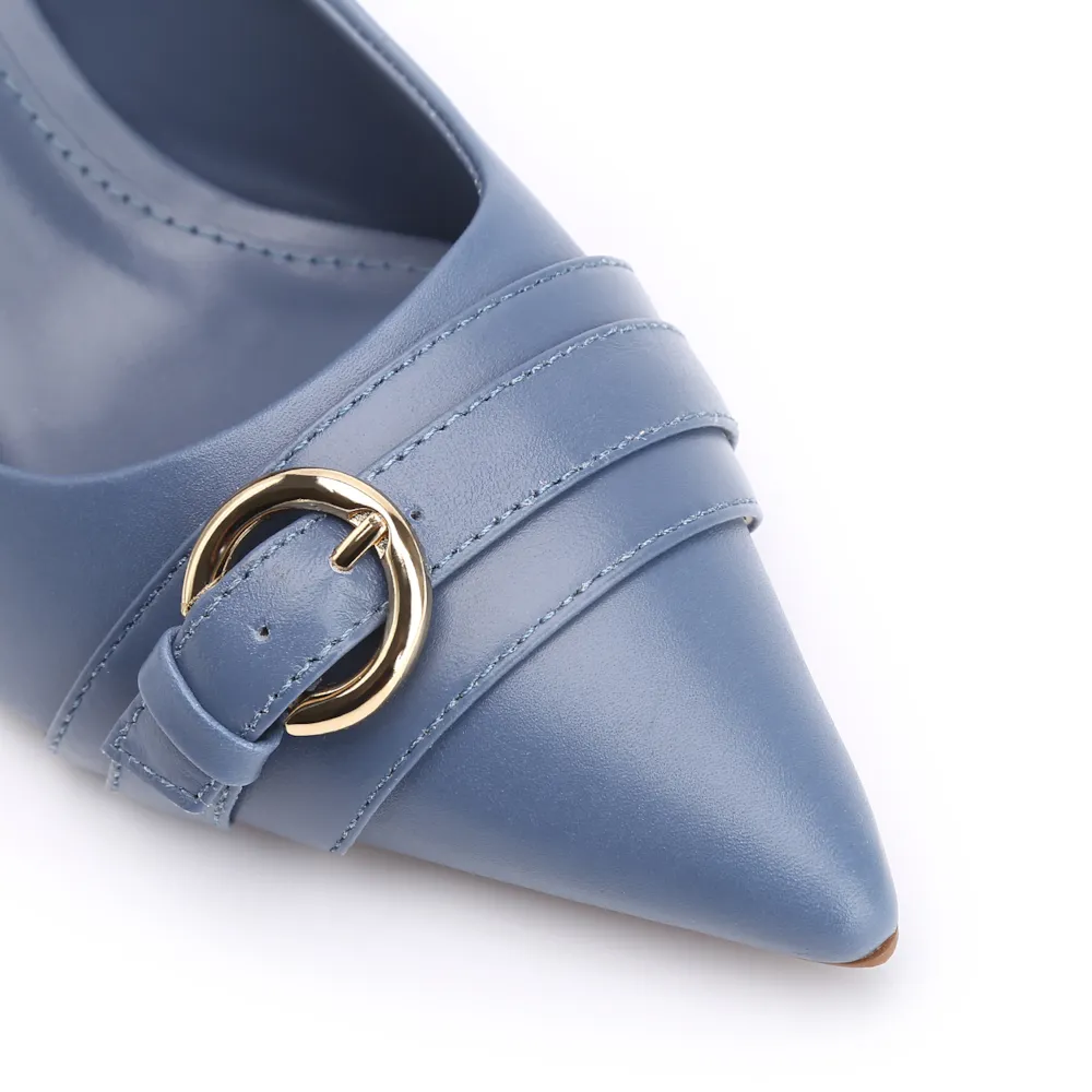 Scarpin Fivela Couro Azul - imagem 6