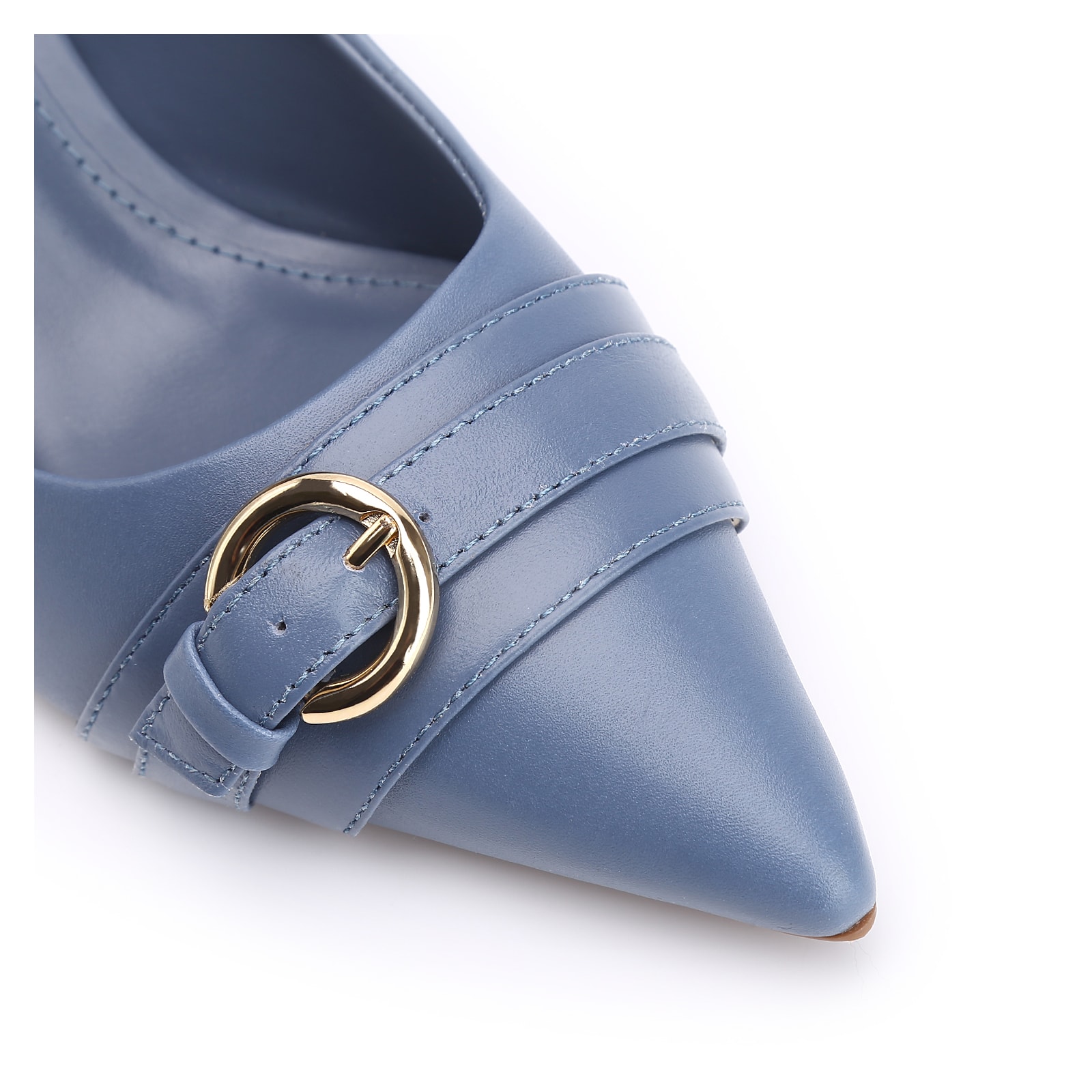 Scarpin Fivela Couro Azul