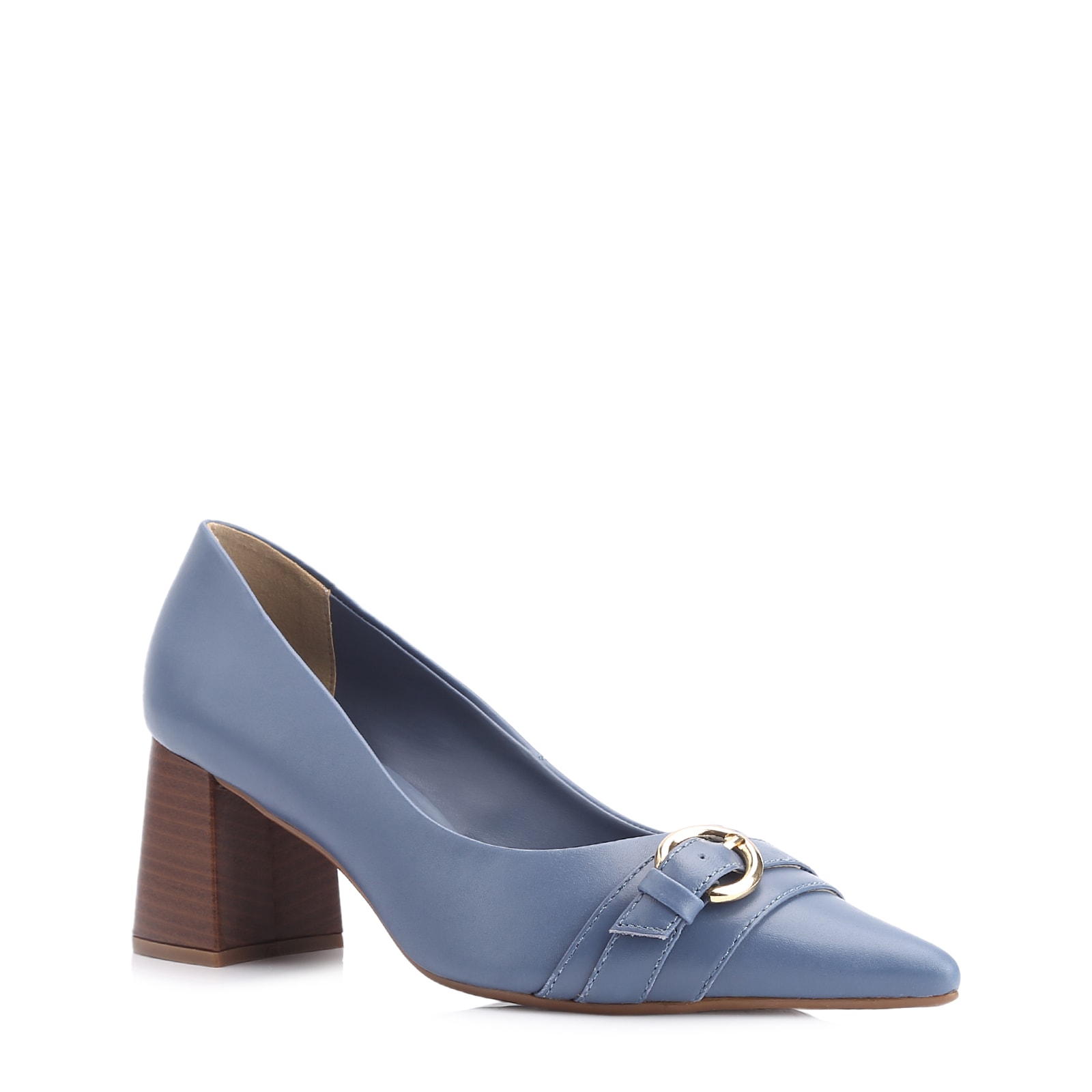 Scarpin Fivela Couro Azul